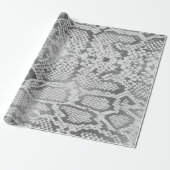Glam Silver Gray Monochrom Python Snake Skin Vip Cadeaupapier (Uitgerold)