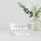 Glam Silver Grey Glitter Agate Marble Monogram Klantenkaartje (Staand voorkant)