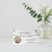 Glam Silver Grey Glitter Logo foto Agaat Monogram Visitekaartje (Staand voorkant)