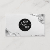 Glam Silver Grey Glitter Logo foto Agaat Monogram Visitekaartje (Achterkant)