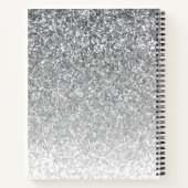 Glam Silver Grey Glitter Sparkle Elegant Monogram Notitieboek (Achterkant)