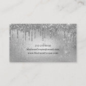 Glam Silver Metallic Glitter Drip Hair & Makeup Visitekaartje (Achterkant)