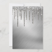 Glam Silver Metallic Glitter Drip Photo Afstuderen Kaart (Achterkant)