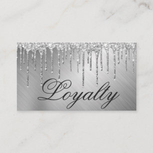 Glam Silver Metallic Glitter Drips Loyaliteit Klantenkaartje
