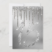 Glam Silver Metallic Glitter Drips Quinceañera Kaart (Achterkant)