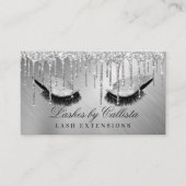 Glam Silver Metallic Glitter Druppelt Wimpers Ogen Visitekaartje (Voorkant)