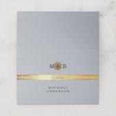 Glam Silver & Metallic Gold Monogram Weddenschap I Plaatskaartje (Buitenkant ongevouwen)