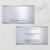 Glam Silver Metallic look Elegant Sjabloon Modern Visitekaartje (Voorkant / Achterkant)
