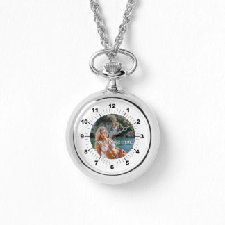 GLAM! 💎 Silver Necklace Watch Bling Horloge