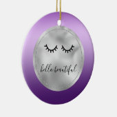 Glam Silver Paars Black Eyelashes Keramisch Ornament (Rechts)