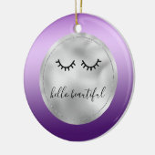 Glam Silver Paars Black Eyelashes Keramisch Ornament (Links)