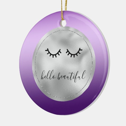 Glam Silver Paars Black Eyelashes Keramisch Ornament (Links)