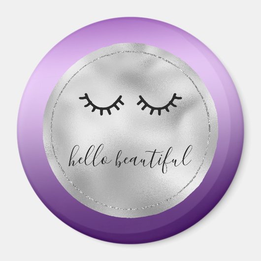 Glam Silver Paarse zwarte wimpers Magneet (Voorkant)