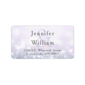 Glam Silver Pastel Paarse Glitter Sparkle Wedding Etiket (Voorkant)