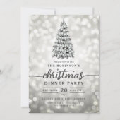 Glam Silver Pine Tree Lights Kerstfeest Kaart (Voorkant)