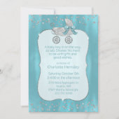 Glam Silver Pram Baby shower Invitation Kaart (Voorkant)