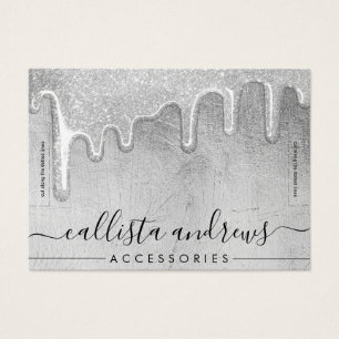 Glam Silver Thick Glitter Drift Bracelet Display Visitekaartje