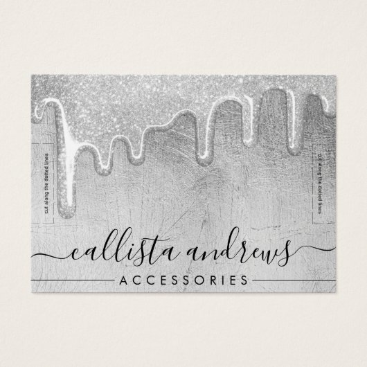 Glam Silver Thick Glitter Drift Bracelet Display Visitekaartje (Voorkant)