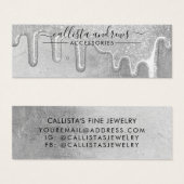 Glam Silver Thick Glitter-schijven die beeldscherm Mini Visitekaartjes (Voorkant /achterkant)