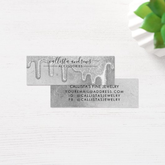 Glam Silver Thick Glitter-schijven die beeldscherm Mini Visitekaartjes (Bureau)