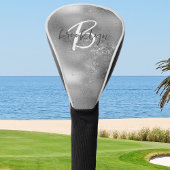 Glam Silver Trendy Script Monogram Golfheadcover