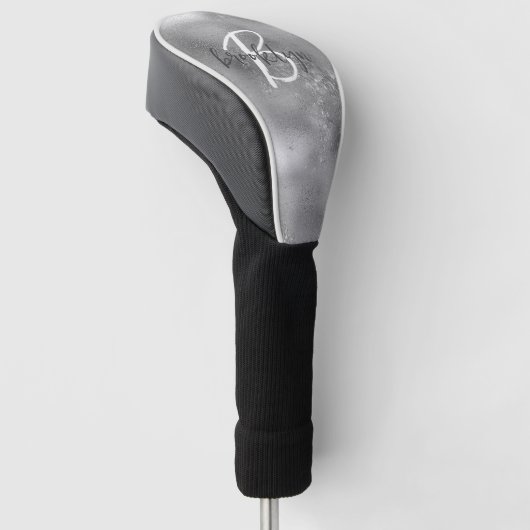 Glam Silver Trendy Script Monogram Golfheadcover (Schuin)