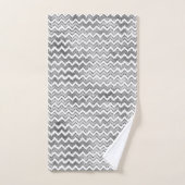 Glam Silver White Zigzag Stripes Bad Handdoek (Handdoek)