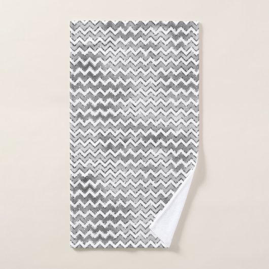 Glam Silver White Zigzag Stripes Bad Handdoek (Handdoek)