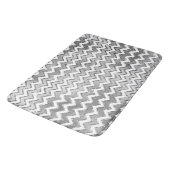 Glam Silver White Zigzag Stripes Badmat (Gekanteld)