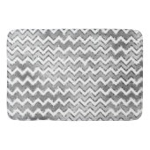 Glam Silver White Zigzag Stripes Badmat (Voorkant)