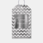 Glam Silver White Zigzag Stripes Cadeaulabel (Voorkant)