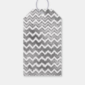 Glam Silver White Zigzag Stripes Cadeaulabel (Achterkant)