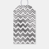Glam Silver White Zigzag Stripes Cadeaulabel (Achterkant)