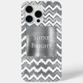 Glam Silver White Zigzag Stripes Case-Mate iPhone Case (Achterkant)