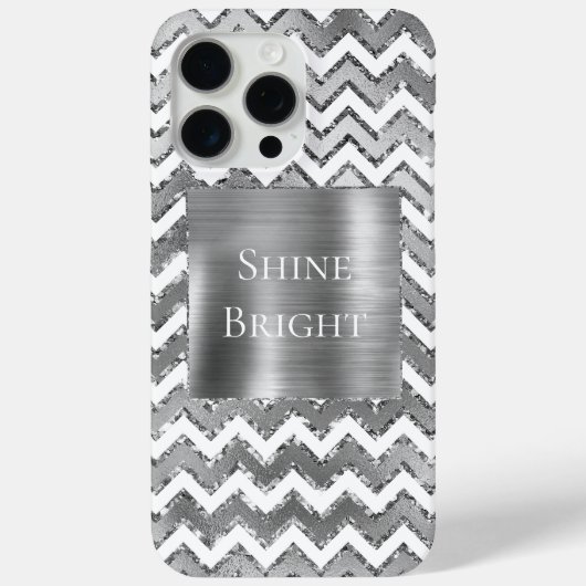 Glam Silver White Zigzag Stripes Case-Mate iPhone Case (Achterkant)