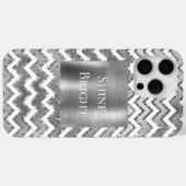 Glam Silver White Zigzag Stripes Case-Mate iPhone Case (Achterkant (horizontaal))