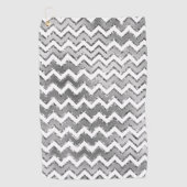 Glam Silver White Zigzag Stripes Golfhanddoek (Voorkant)