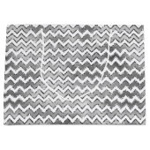 Glam Silver White Zigzag Stripes Groot Cadeauzakje (Voorkant)