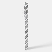 Glam Silver White Zigzag Stripes iPhone Hoesje (Linkerkant)