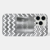 Glam Silver White Zigzag Stripes iPhone Hoesje (Achterkant horizontaal)