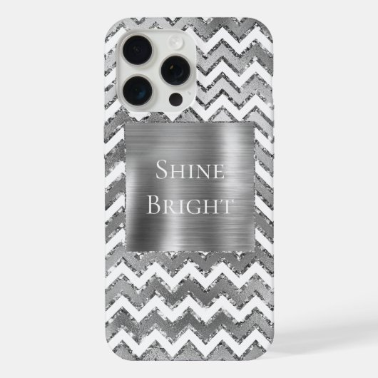 Glam Silver White Zigzag Stripes iPhone Hoesje (Achterkant)
