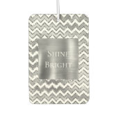 Glam Silver White Zigzag Stripes Luchtverfrisser (Voorkant)