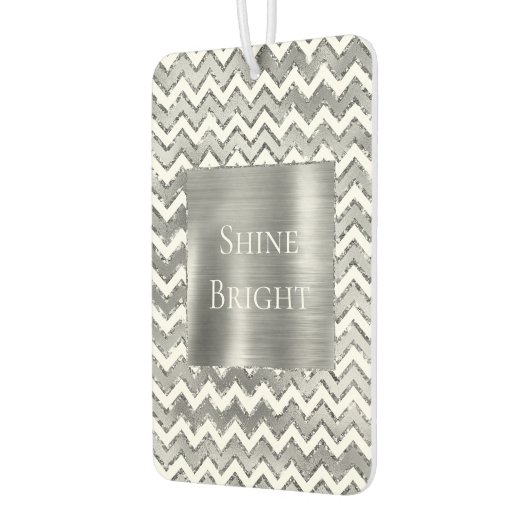 Glam Silver White Zigzag Stripes Luchtverfrisser (Links)