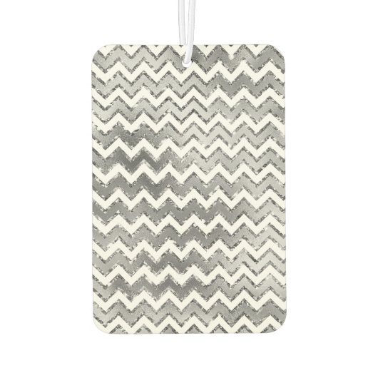 Glam Silver White Zigzag Stripes Luchtverfrisser (Achterkant)