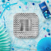 Glam Silver White Zigzag Stripes Papieren Bordje (Feest)