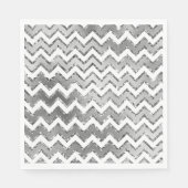 Glam Silver White Zigzag Stripes Servet (Voorkant)