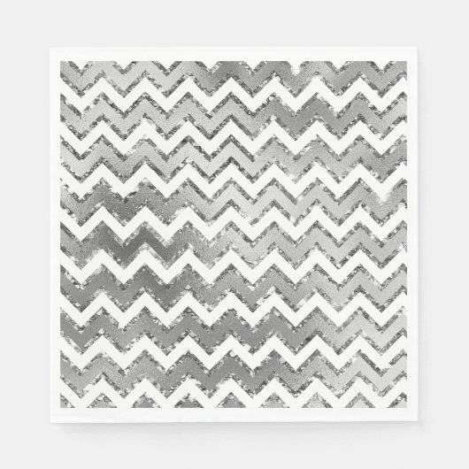 Glam Silver White Zigzag Stripes Servet (Voorkant)