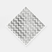 Glam Silver White Zigzag Stripes Servet (Hoek)