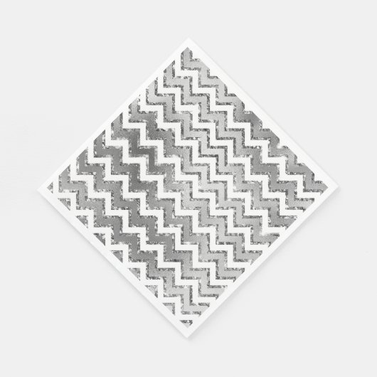 Glam Silver White Zigzag Stripes Servet (Hoek)