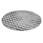 Glam Silver White Zigzag Stripes Snijplank (Hoek)